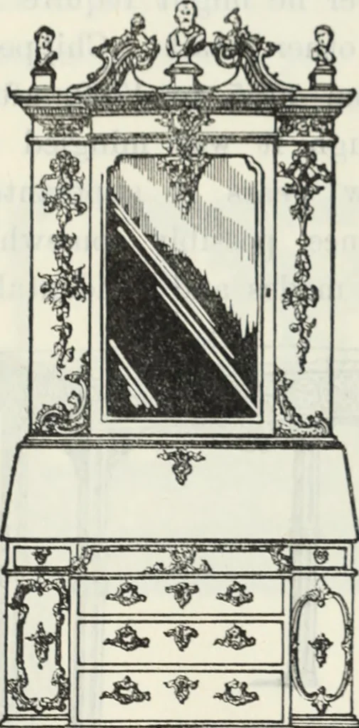 An illustration from The book of decorative furniture, its form, colour and history, 1910, leaf 31