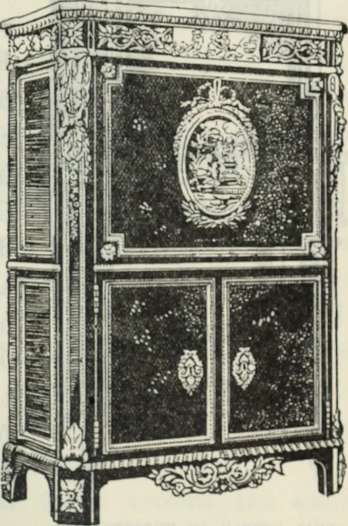 An illustration from The book of decorative furniture, its form, colour and history, 1910, leaf 322