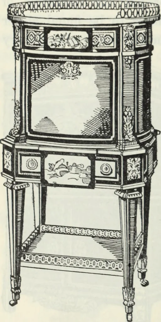 An illustration from The book of decorative furniture, its form, colour and history, 1910, leaf 323
