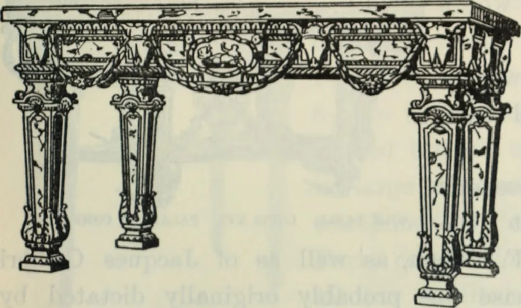 An illustration from The book of decorative furniture, its form, colour and history, 1910, leaf 328