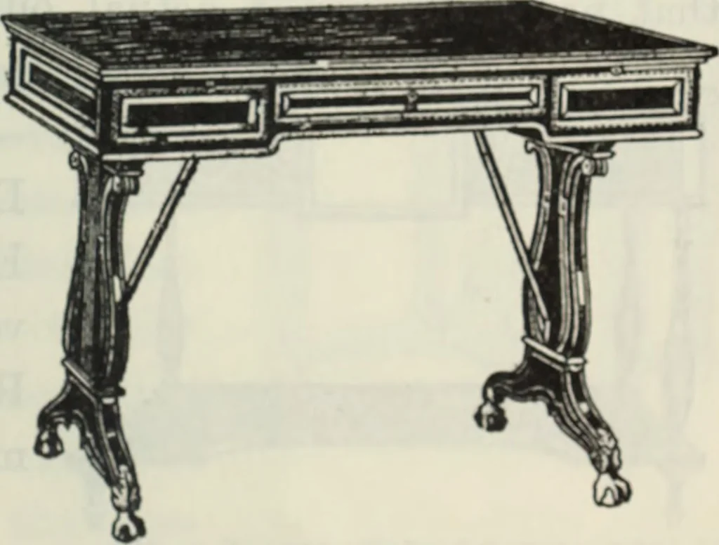 An illustration from The book of decorative furniture, its form, colour and history, 1910, leaf 328