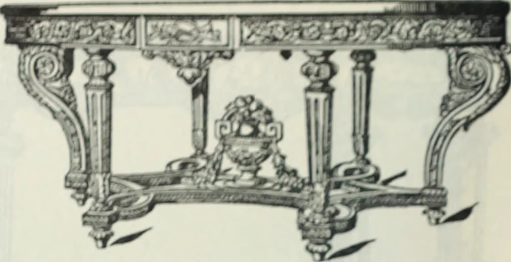 An illustration from The book of decorative furniture, its form, colour and history, 1910, leaf 329
