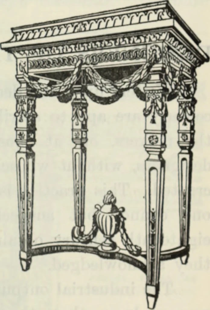 An illustration from The book of decorative furniture, its form, colour and history, 1910, leaf 330