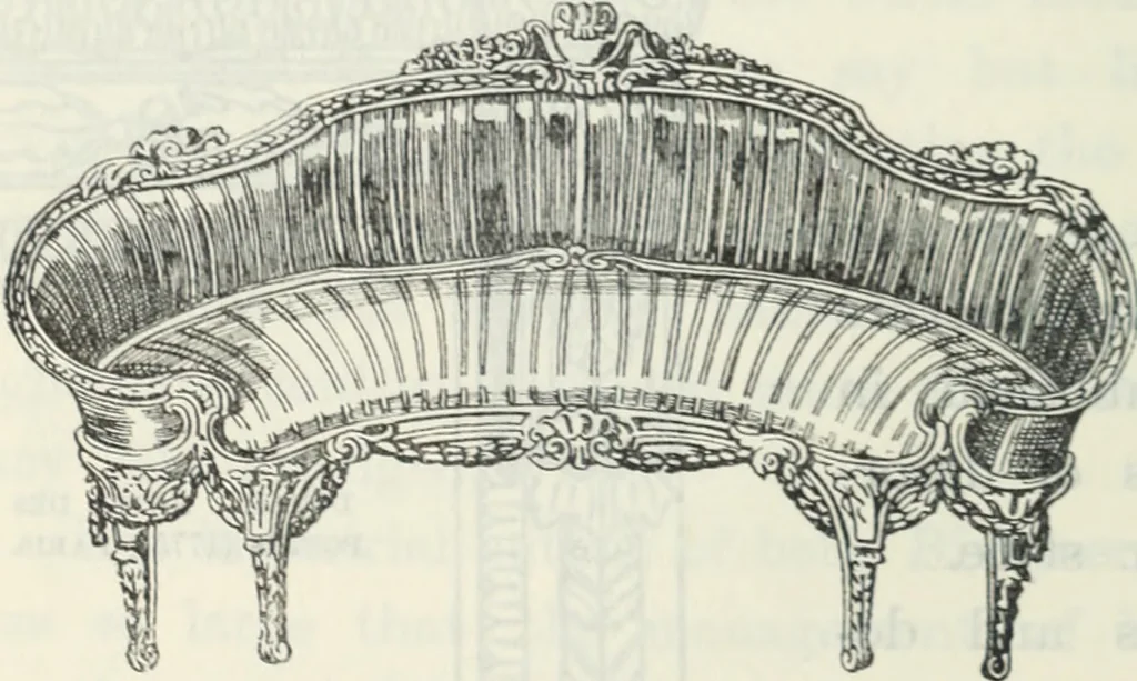 An illustration from The book of decorative furniture, its form, colour and history, 1910, leaf 333