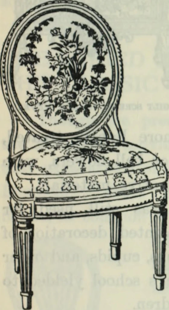 An illustration from The book of decorative furniture, its form, colour and history, 1910, leaf 334