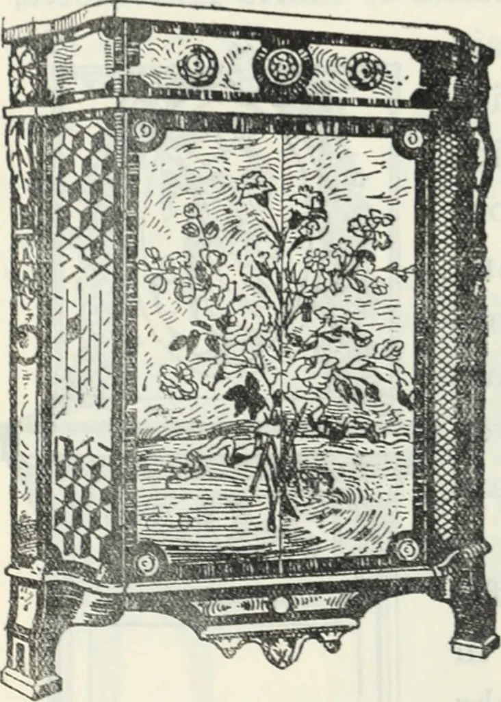 An illustration from The book of decorative furniture, its form, colour and history, 1910, leaf 335