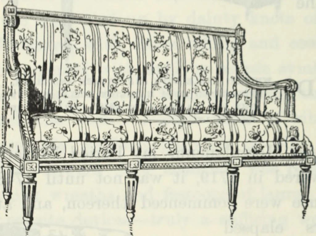 An illustration from The book of decorative furniture, its form, colour and history, 1910, leaf 337