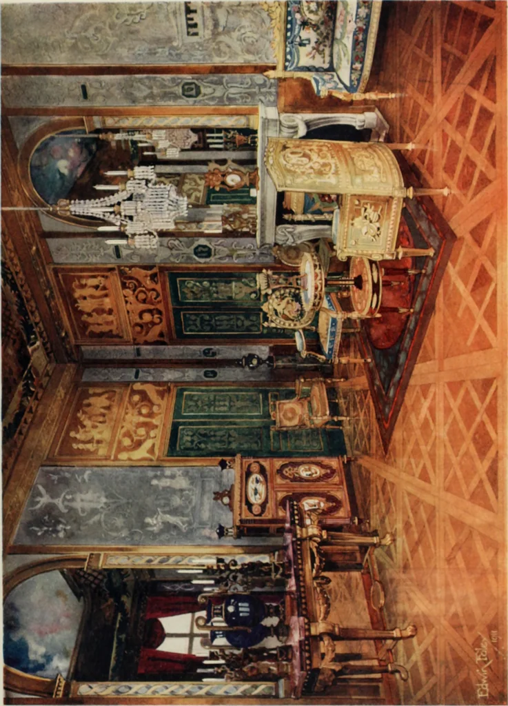 An illustration from The book of decorative furniture, its form, colour and history, 1910, leaf 342