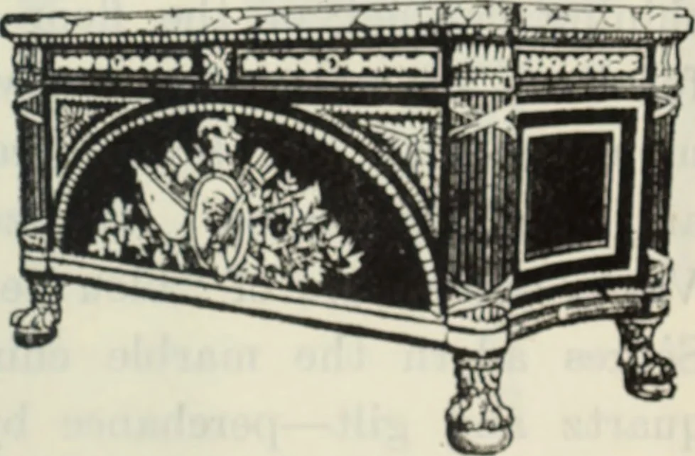 An illustration from The book of decorative furniture, its form, colour and history, 1910, leaf 346