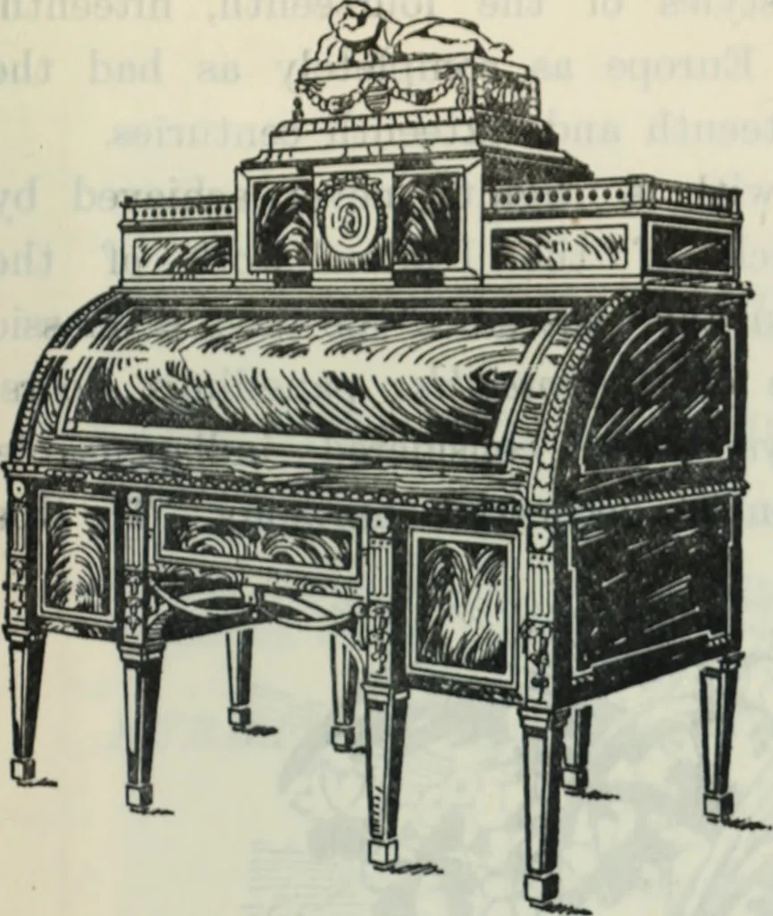 An illustration from The book of decorative furniture, its form, colour and history, 1910, leaf 348