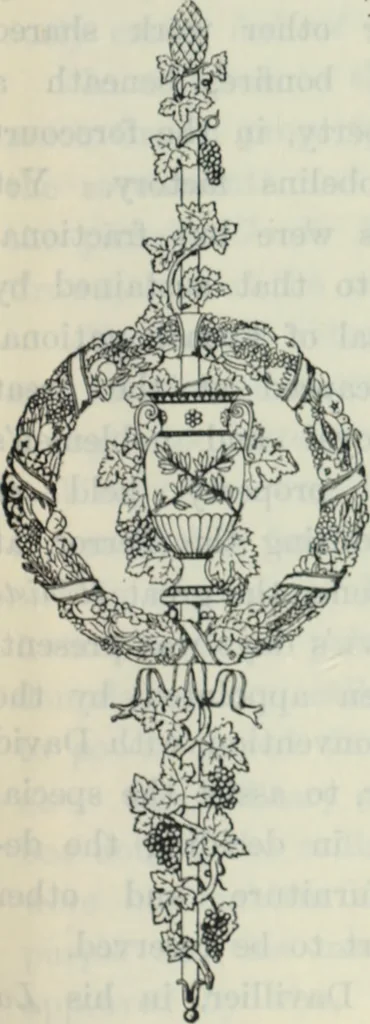 An illustration from The book of decorative furniture, its form, colour and history, 1910, leaf 356