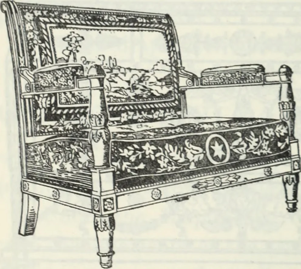 An illustration from The book of decorative furniture, its form, colour and history, 1910, leaf 369