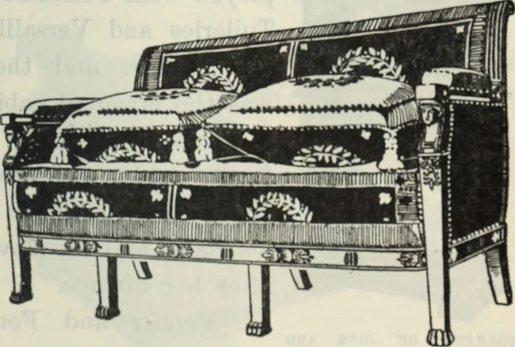 An illustration from The book of decorative furniture, its form, colour and history, 1910, leaf 374