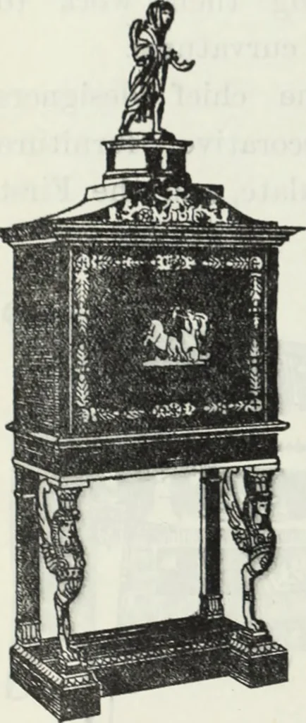 An illustration from The book of decorative furniture, its form, colour and history, 1910, leaf 375