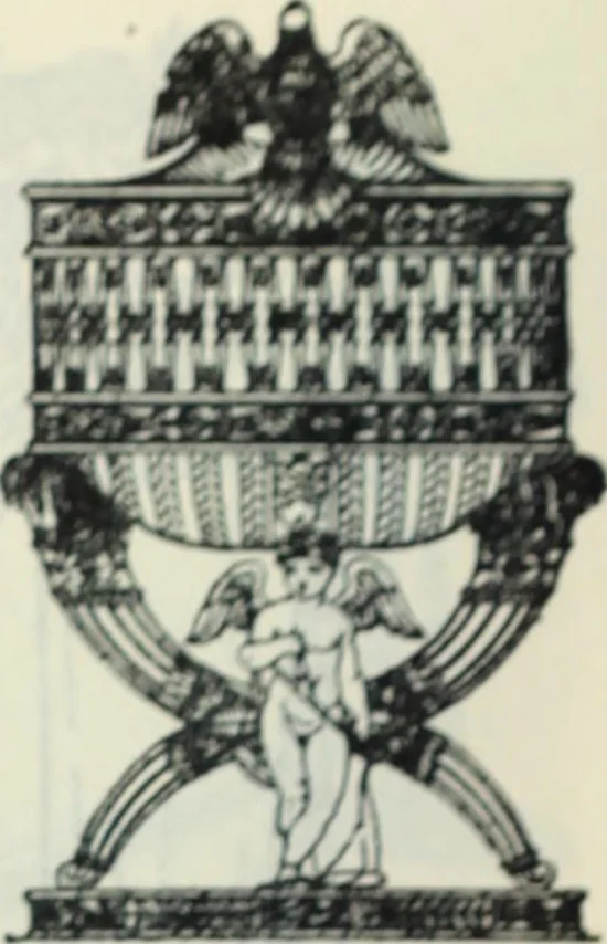 An illustration from The book of decorative furniture, its form, colour and history, 1910, leaf 377
