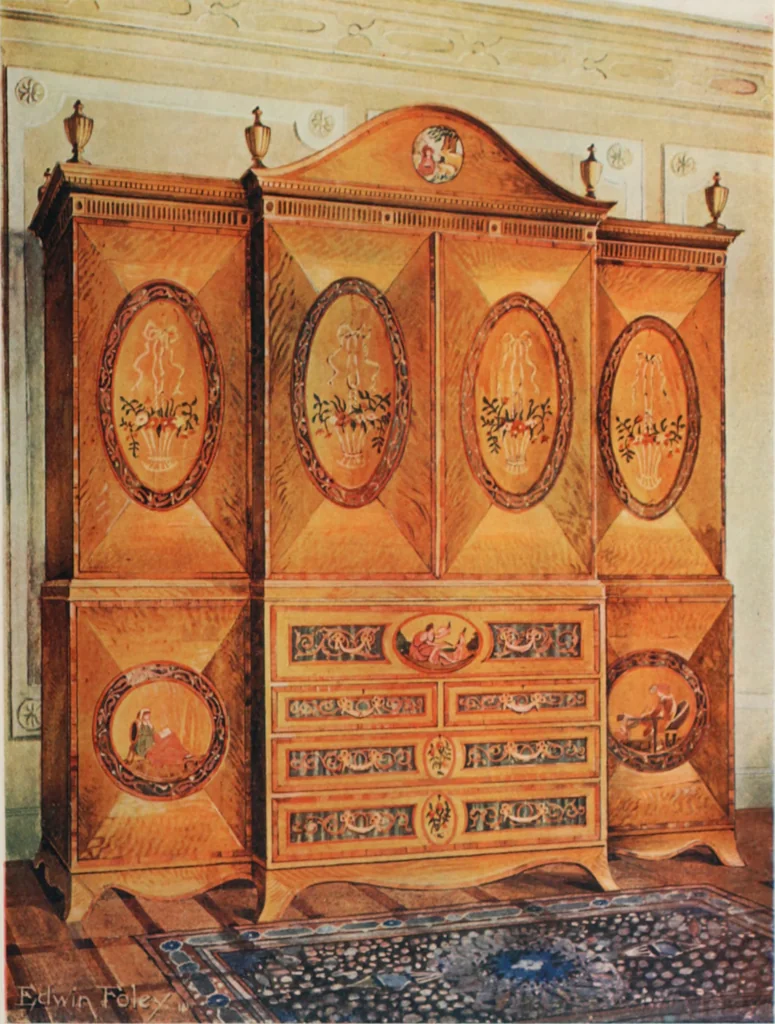 An illustration from The book of decorative furniture, its form, colour and history, 1910, leaf 430