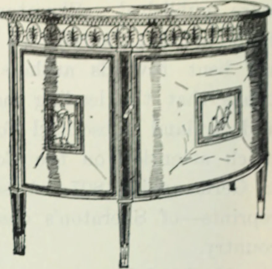 An illustration from The book of decorative furniture, its form, colour and history, 1910, leaf 433