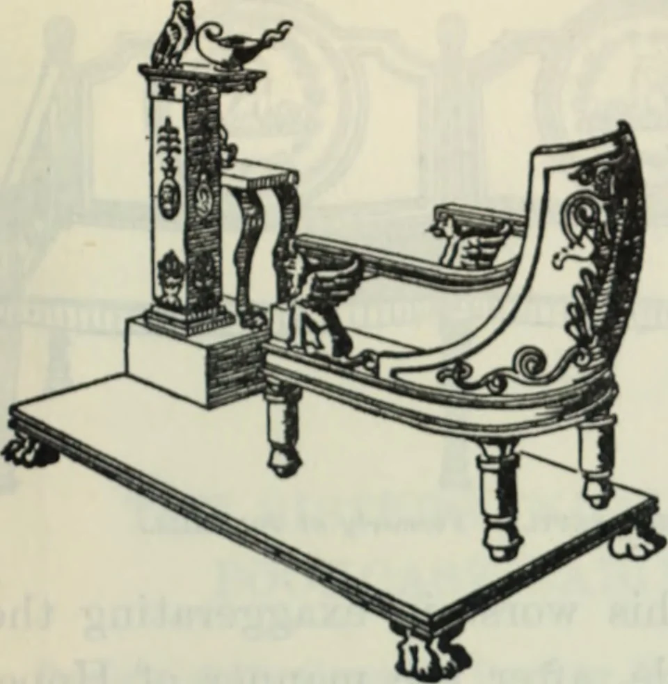 An illustration from The book of decorative furniture, its form, colour and history, 1910, leaf 434