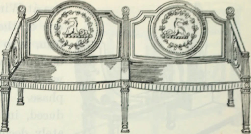 An illustration from The book of decorative furniture, its form, colour and history, 1910, leaf 435