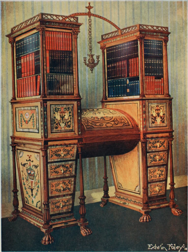 An illustration from The book of decorative furniture, its form, colour and history, 1910, leaf 438