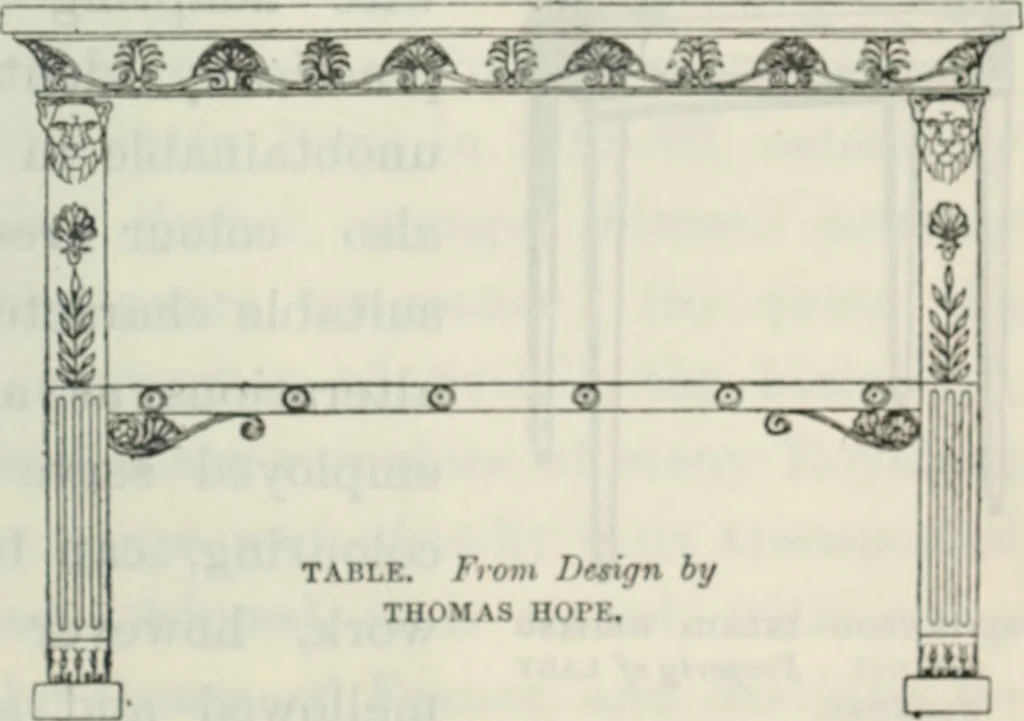 An illustration from The book of decorative furniture, its form, colour and history, 1910, leaf 442