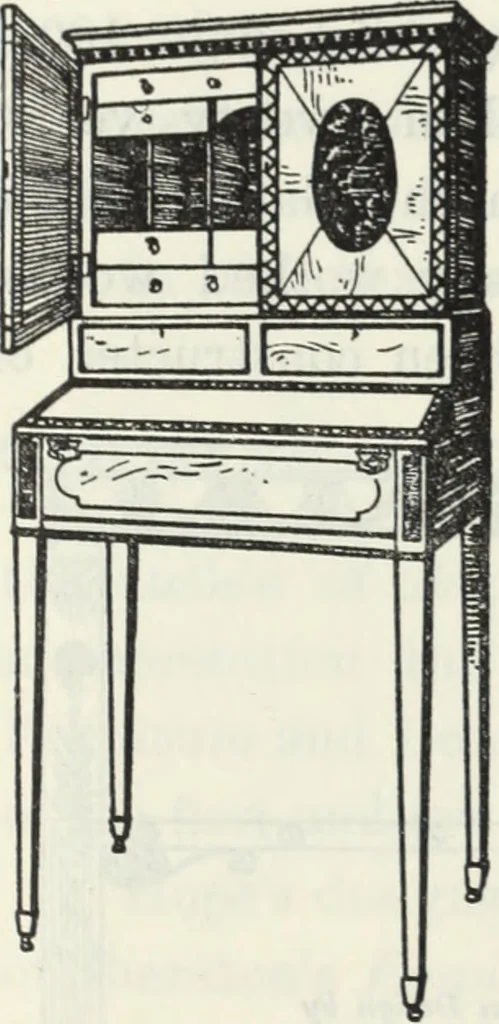 An illustration from The book of decorative furniture, its form, colour and history, 1910, leaf 443