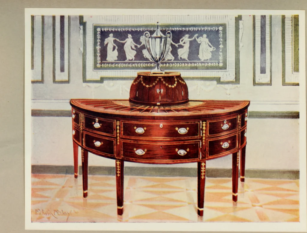 An illustration from The book of decorative furniture, its form, colour and history, 1910, leaf 446