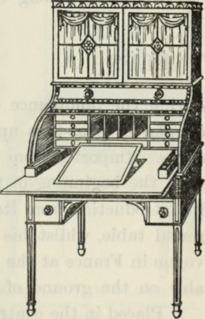 An illustration from The book of decorative furniture, its form, colour and history, 1910, leaf 448