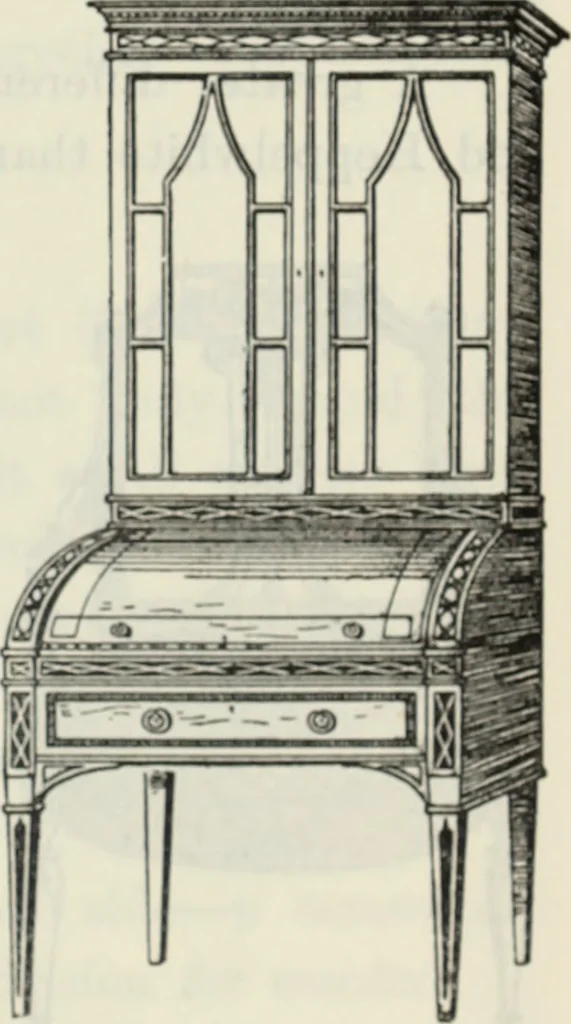 An illustration from The book of decorative furniture, its form, colour and history, 1910, leaf 450