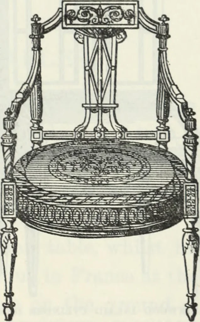 An illustration from The book of decorative furniture, its form, colour and history, 1910, leaf 451