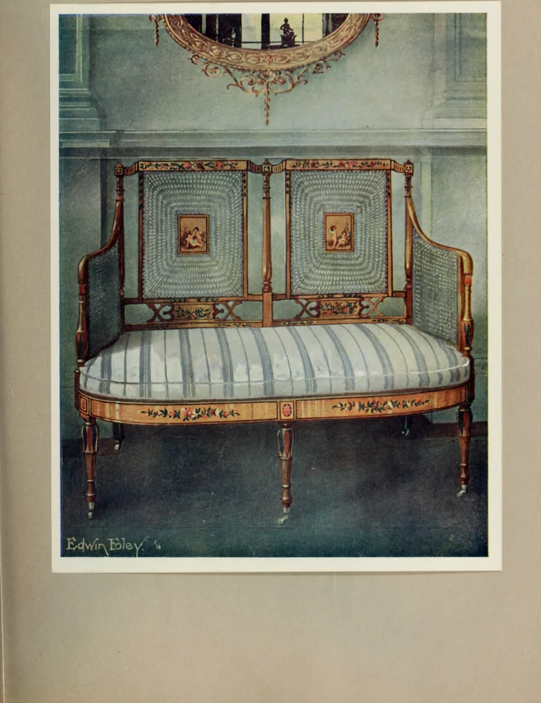 An illustration from The book of decorative furniture, its form, colour and history, 1910, leaf 454