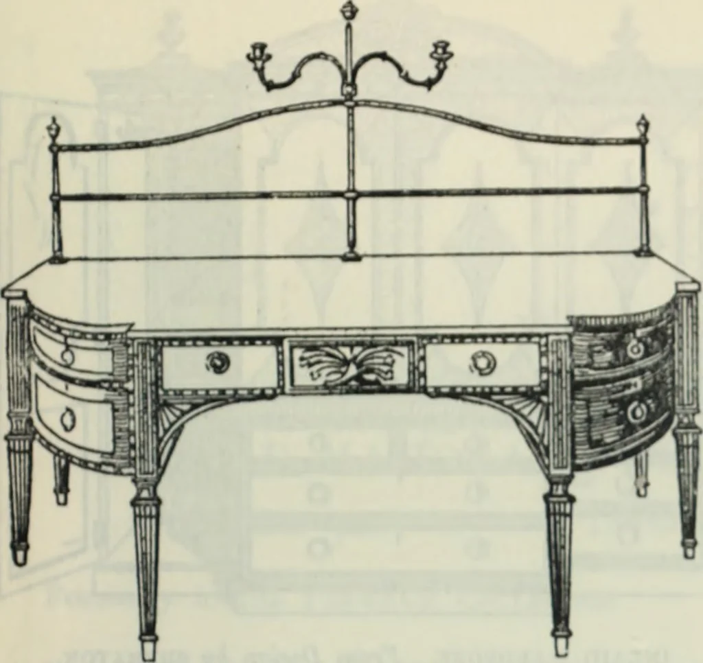 An illustration from The book of decorative furniture, its form, colour and history, 1910, leaf 458