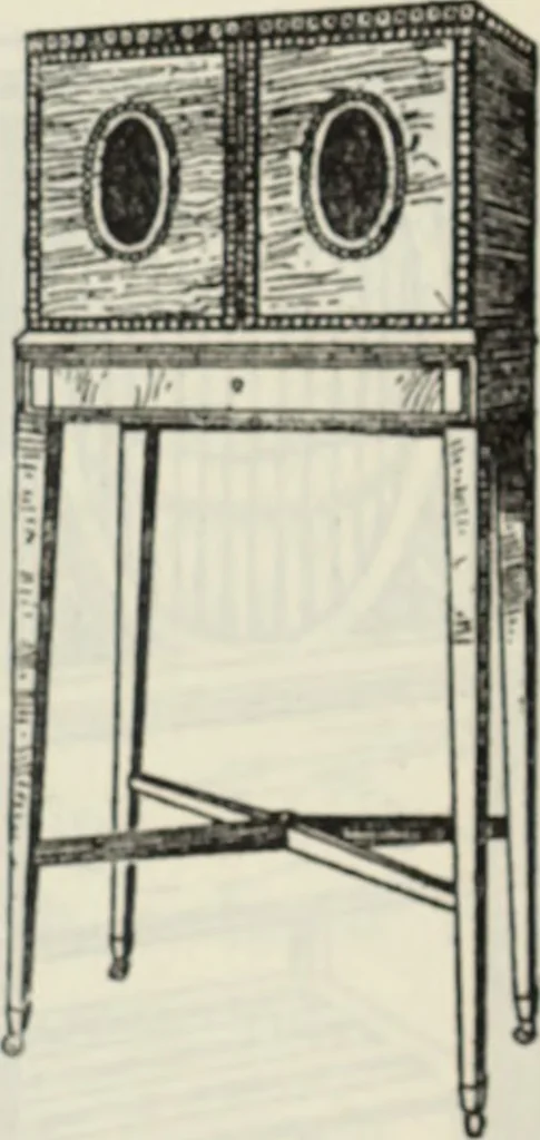 An illustration from The book of decorative furniture, its form, colour and history, 1910, leaf 458