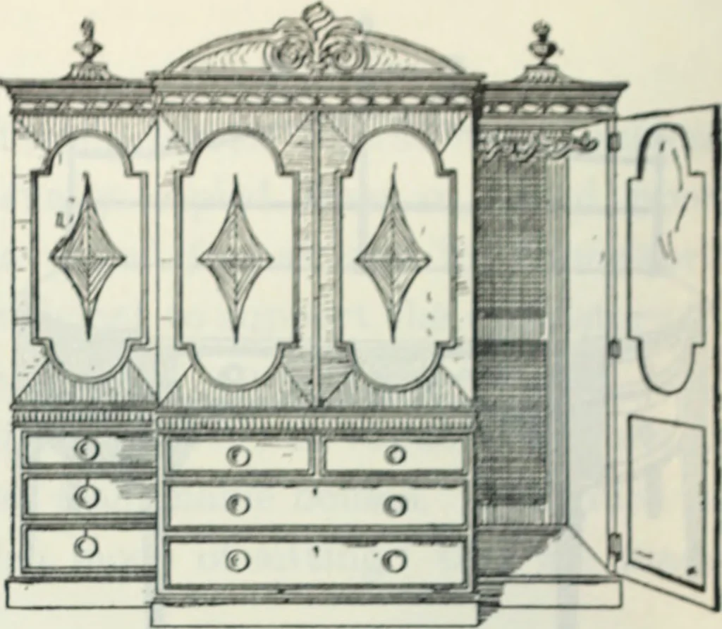 An illustration from The book of decorative furniture, its form, colour and history, 1910, leaf 459