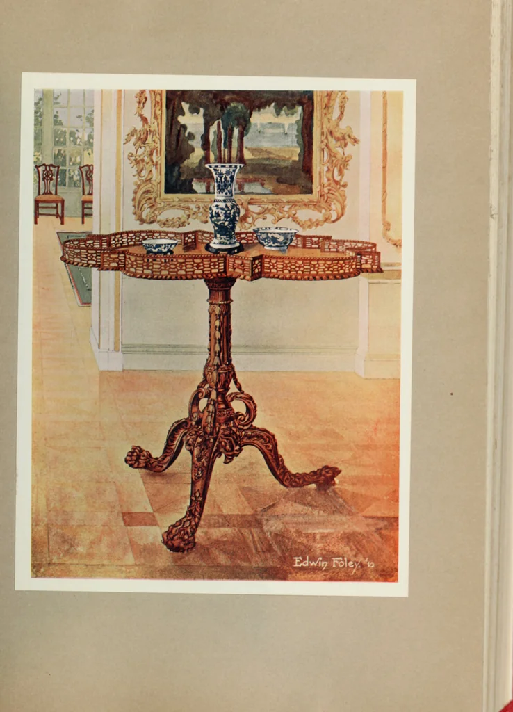 An illustration from The book of decorative furniture, its form, colour and history, 1910, leaf 46