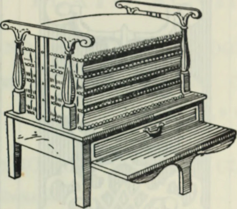 An illustration from The book of decorative furniture, its form, colour and history, 1910, leaf 470
