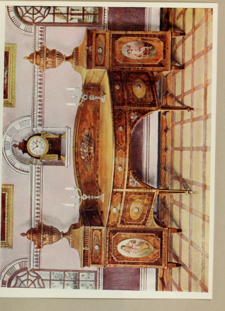An illustration from The book of decorative furniture, its form, colour and history, 1910, leaf 474