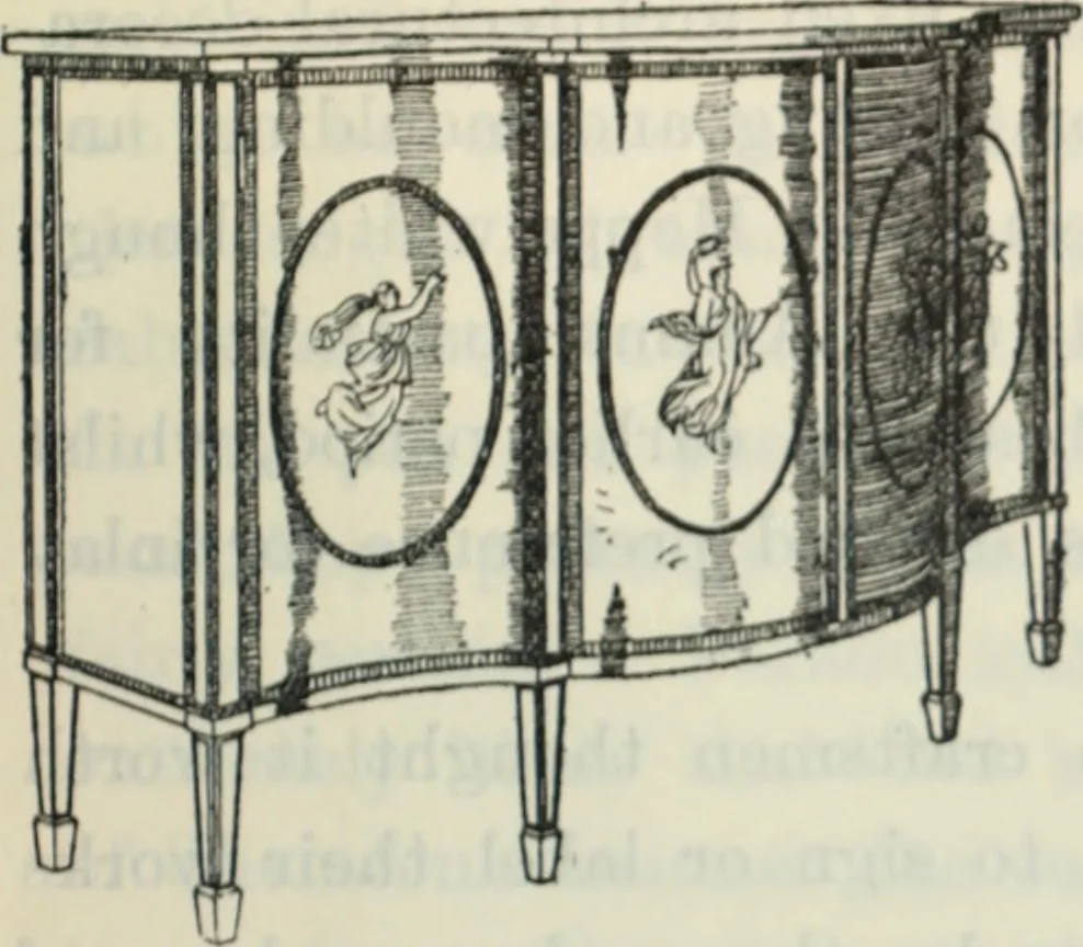 An illustration from The book of decorative furniture, its form, colour and history, 1910, leaf 478