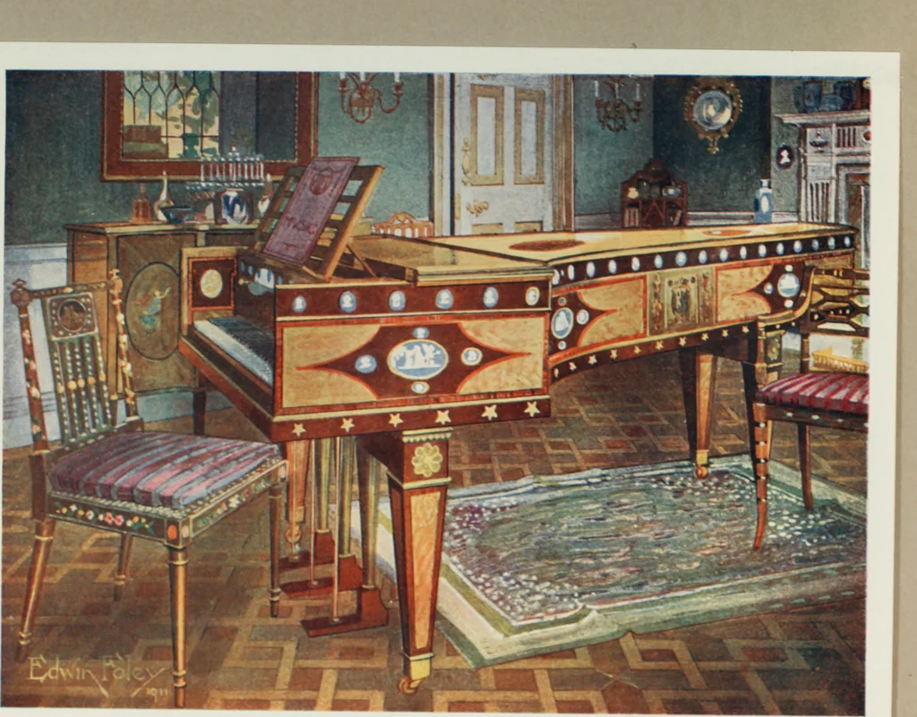 An illustration from The book of decorative furniture, its form, colour and history, 1910, leaf 484