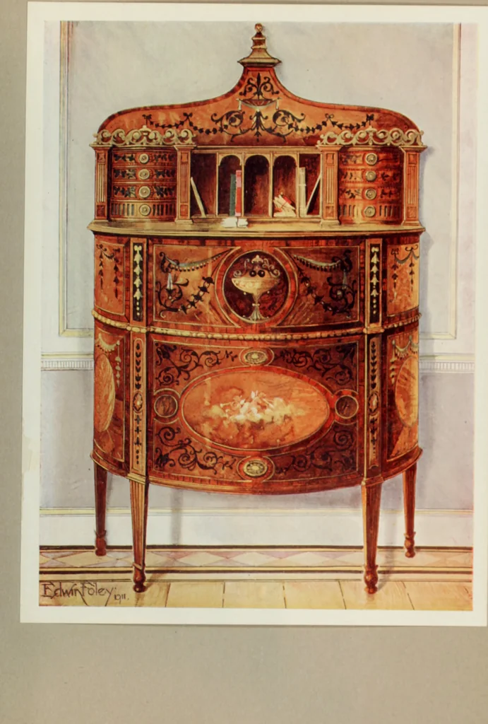 An illustration from The book of decorative furniture, its form, colour and history, 1910, leaf 492