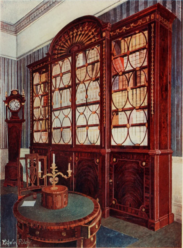 An illustration from The book of decorative furniture, its form, colour and history, 1910, leaf 500