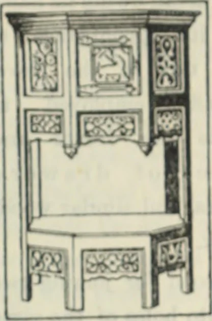 An illustration from The book of decorative furniture, its form, colour and history, 1910, leaf 510