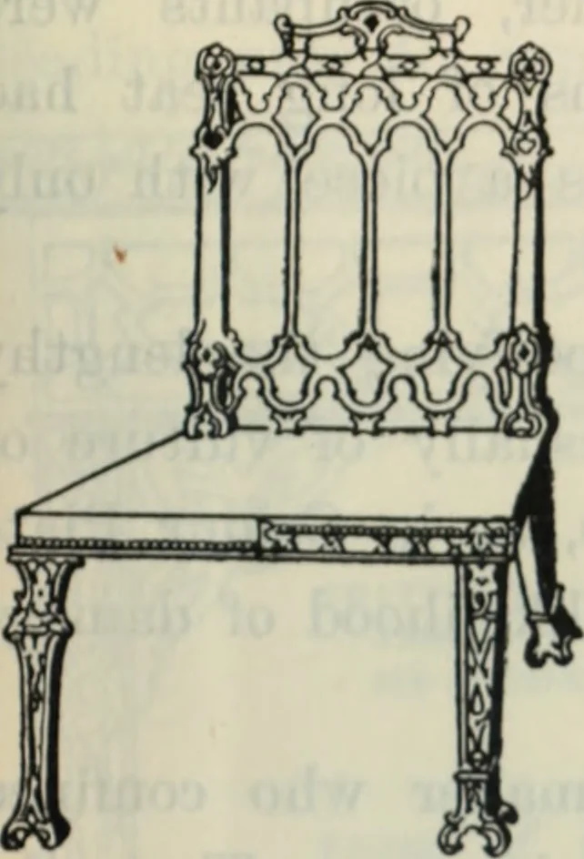 An illustration from The book of decorative furniture, its form, colour and history, 1910, leaf 58