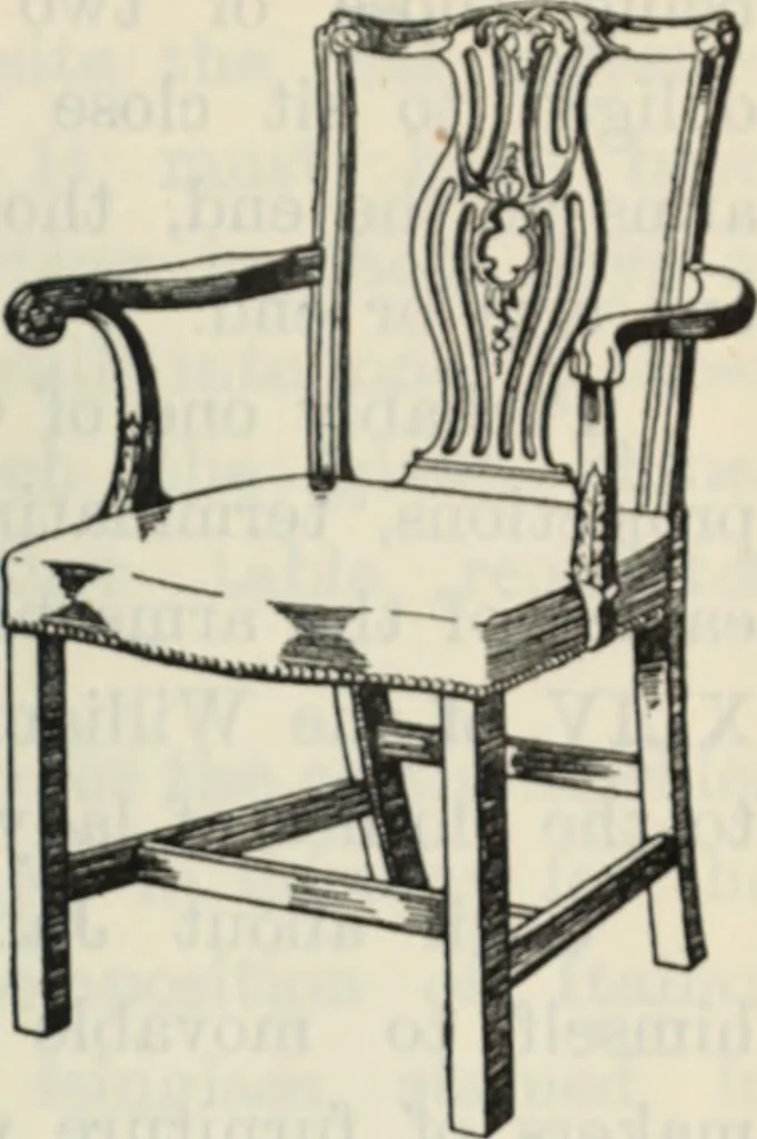 An illustration from The book of decorative furniture, its form, colour and history, 1910, leaf 58