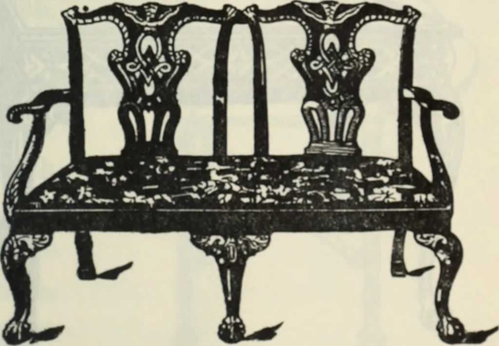 An illustration from The book of decorative furniture, its form, colour and history, 1910, leaf 58