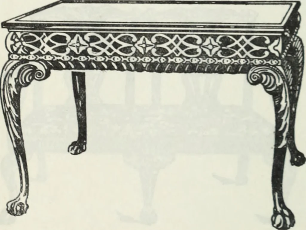 An illustration from The book of decorative furniture, its form, colour and history, 1910, leaf 59