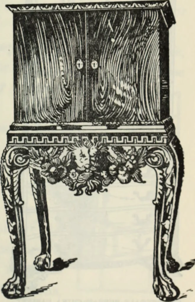 An illustration from The book of decorative furniture, its form, colour and history, 1910, leaf 66