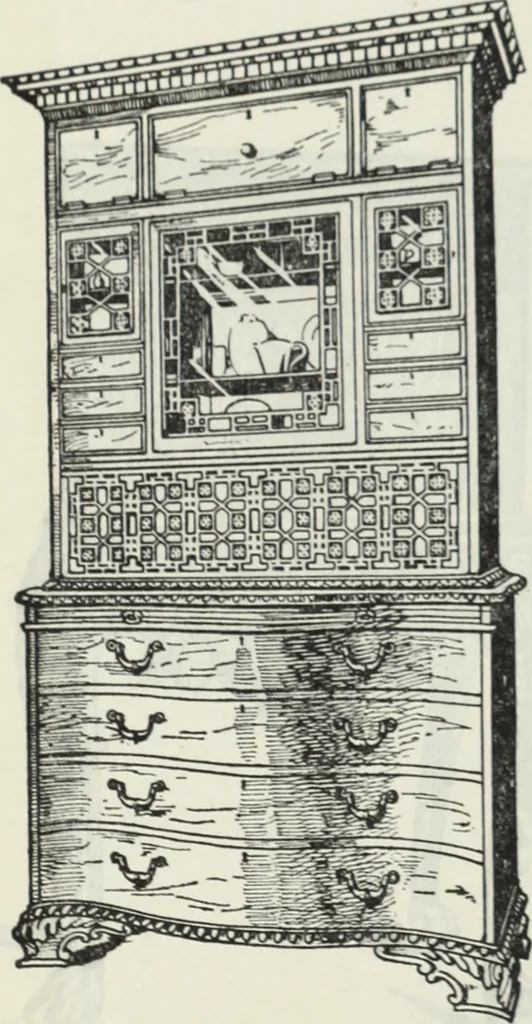 An illustration from The book of decorative furniture, its form, colour and history, 1910, leaf 67