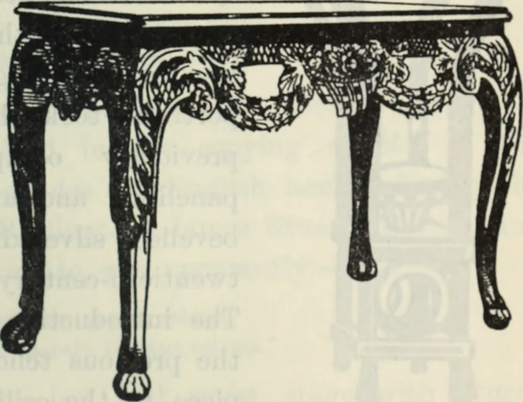 An illustration from The book of decorative furniture, its form, colour and history, 1910, leaf 78