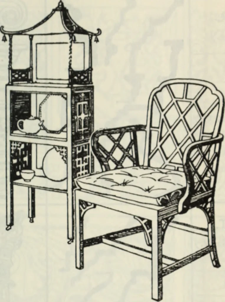 An illustration from The book of decorative furniture, its form, colour and history, 1910, leaf 86